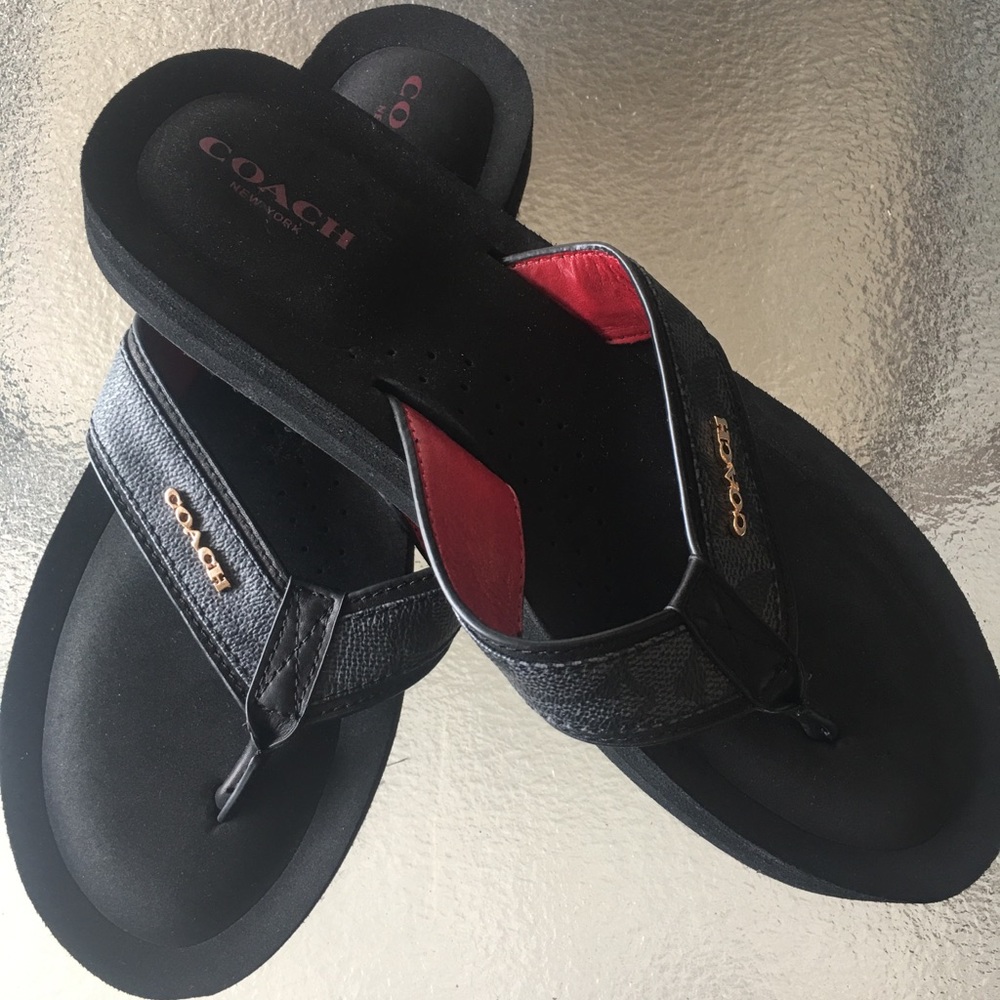 Coach Black and Red Flip flops